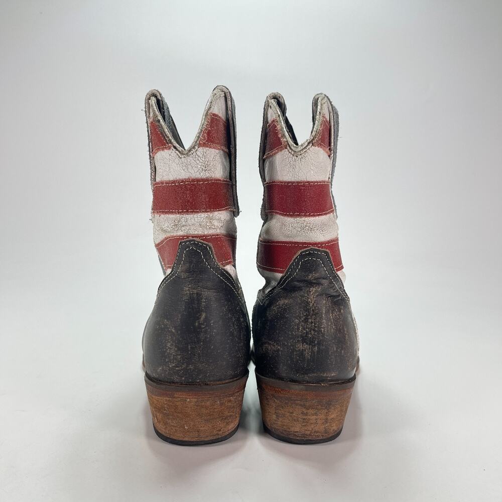 Roper American Beauty Shorty Brown American Flag Cowboy Boots Women's Size 7 - Picture 4 of 9